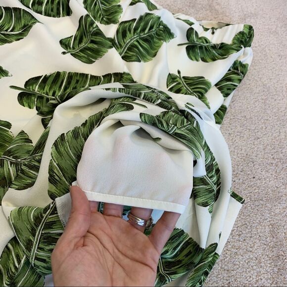 Sage & Citrus green leaf tropical wide leg cropped pants Sz XL - Picture 6 of 14